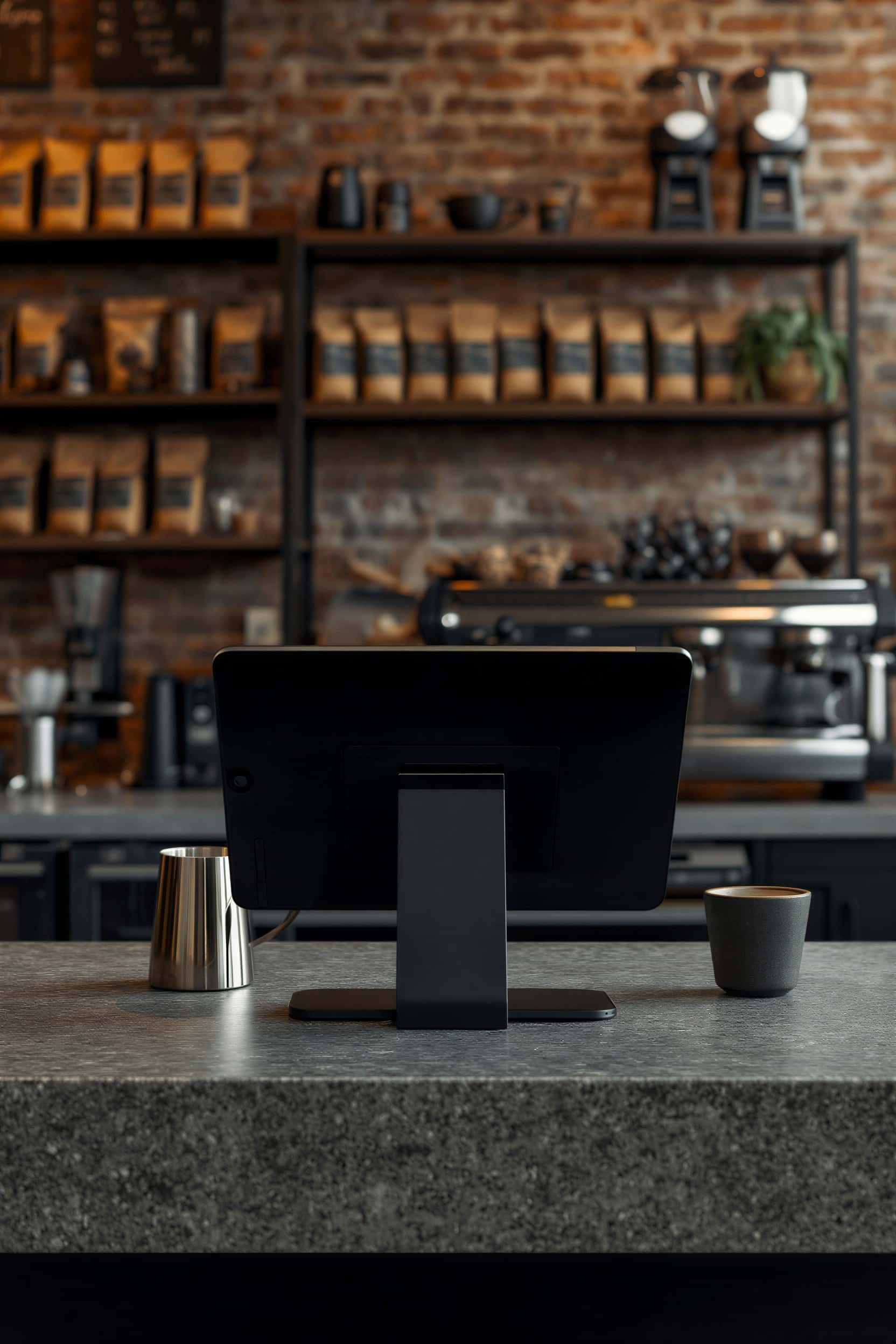 Tablet POS on coffee shop counter