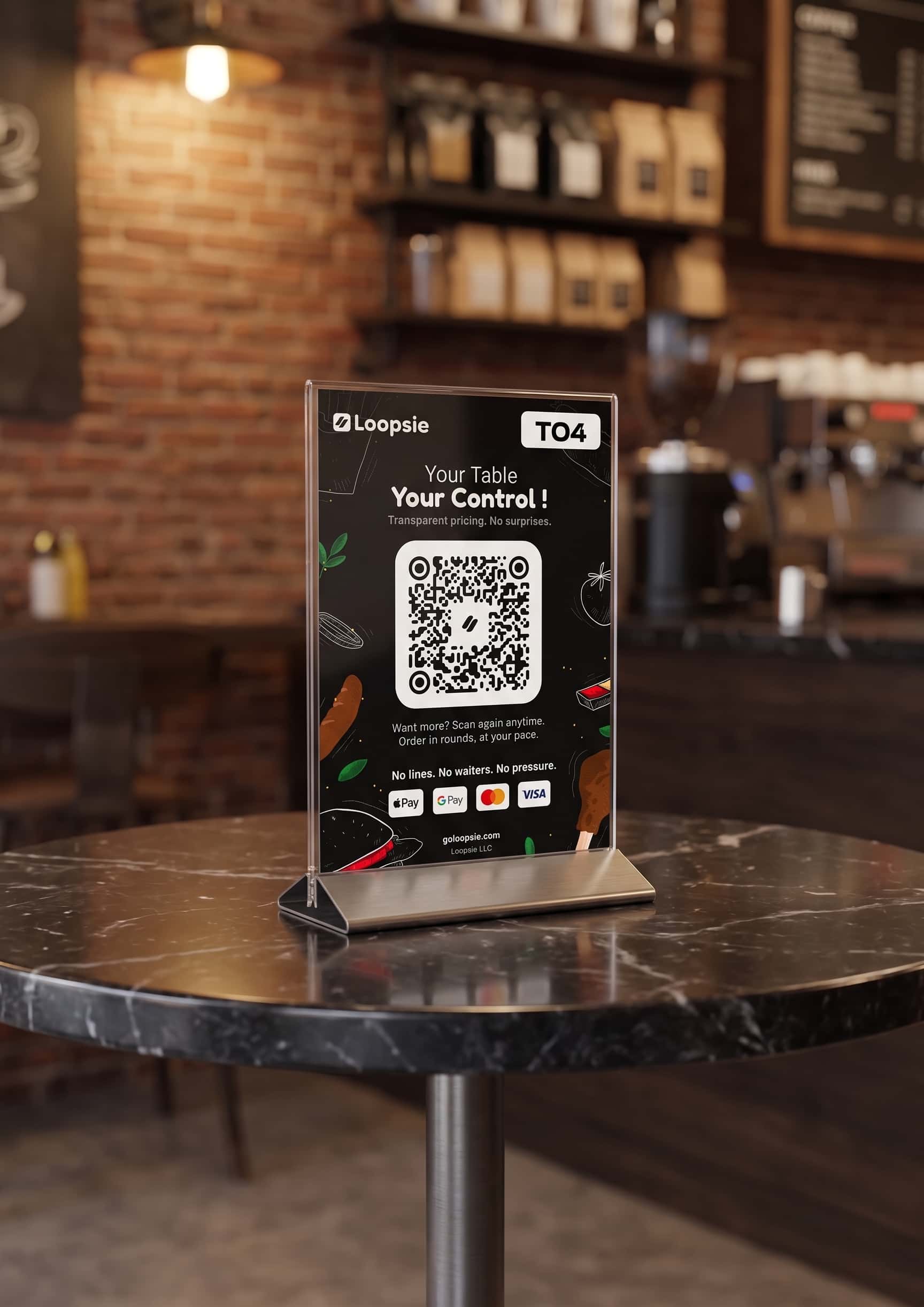 QR code table tent for guest ordering